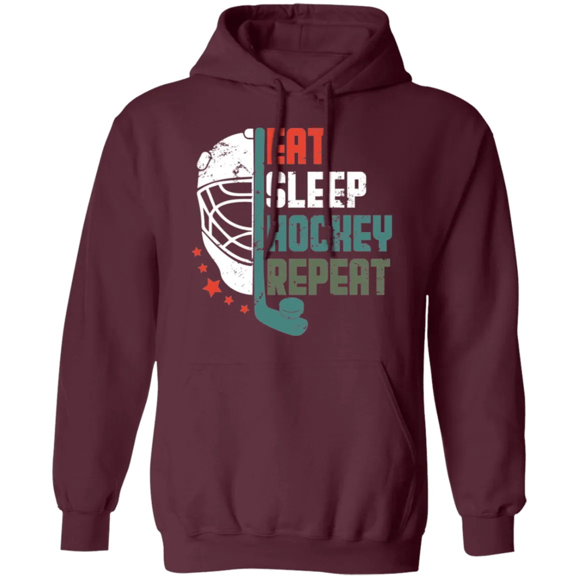 Eat Sleep Hockey Repeat Darker Colors Pullover Hoodie