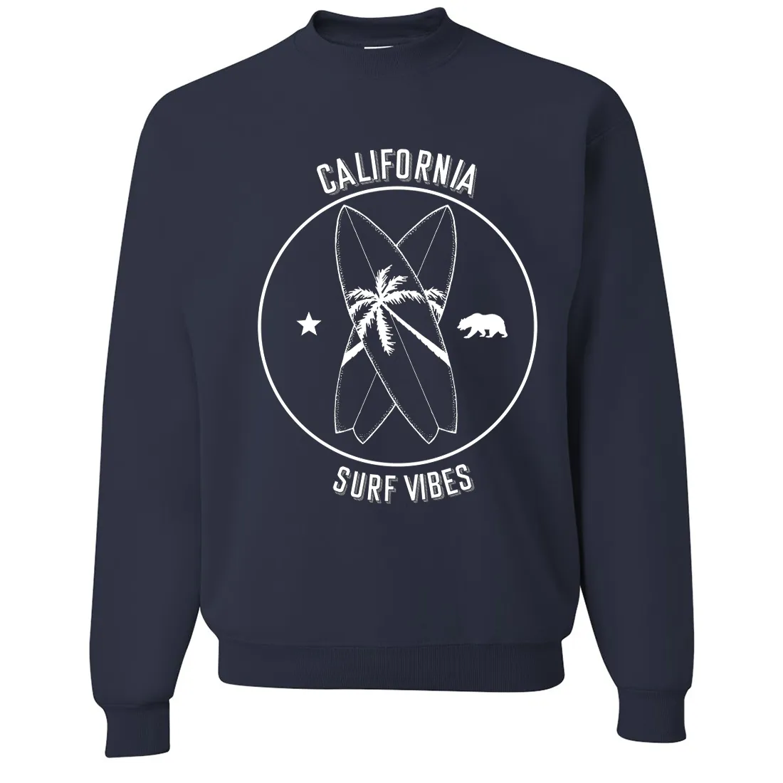 Surf Vibes White Print Crewneck Sweatshirt