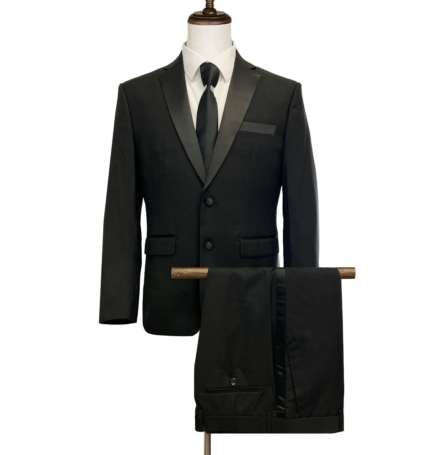 Vinci Slim Fit Tuxedo Suit - Black T-SC900