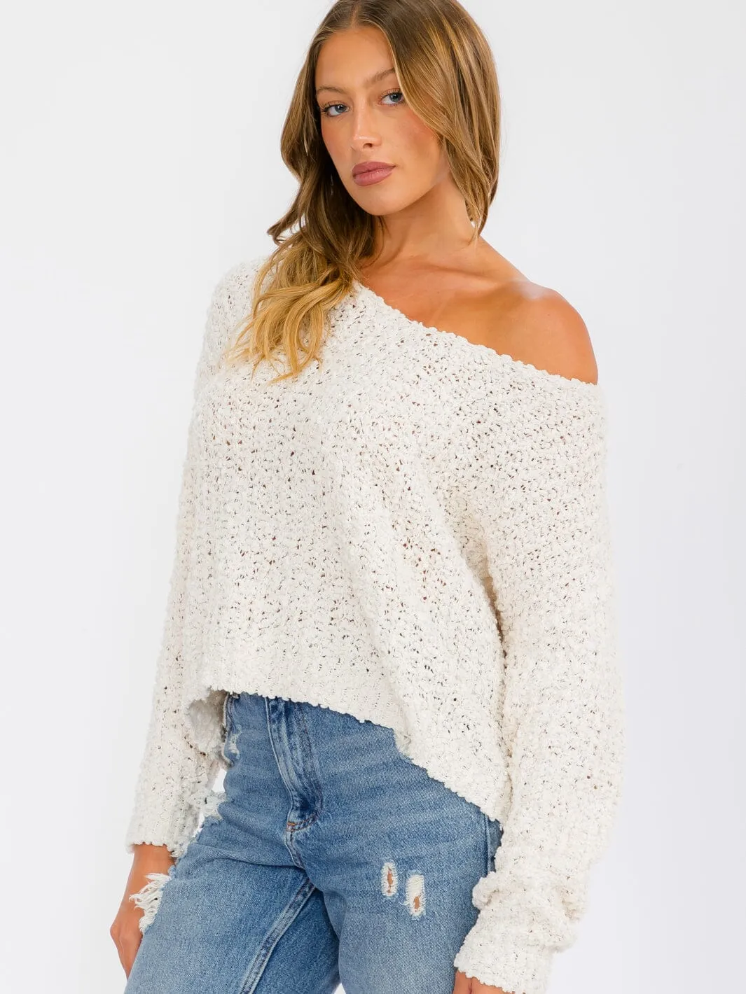 WOMEN'S LONG SLEEVE V-NECK KNIT PULLOVER SWEATER
